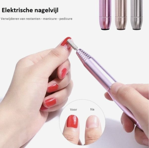 Zigla Elektrische Nagelvijl - Nagelfrees- Manicure en Pedicure set - 6 Schuurrolletjes - 11 Opzetstukken - Rosé/Goud - vernieuwd