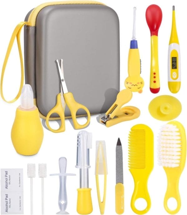 Babyverzorgingsset 16-delig,draagbare babywasset,verzorgingsaccessoires voor pasgeboren baby's, verzorgingsset voor babynagels, voor dagelijkse babywasverzorging