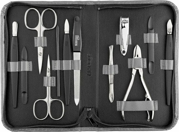 Manicure set van 12 stuks - professionele pedicure tool - nagelkit gemaakt in duitsland - verzorgingsset - echte lederen hoes - ideaal voor reizen - nagelset inclusief nagelknipper