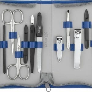 manicure set van 12 stuks, professionele pedicure tool, nagelkit gemaakt in Duitsland, verzorgingsset, hoge kwaliteit synthetisch lederen etui, ideaal voor reizen