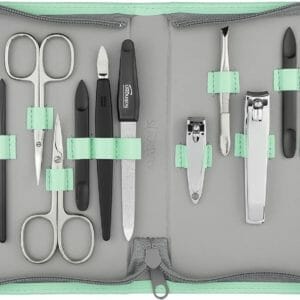 manicure set van 12 stuks, professionele pedicure tool, nagelkit gemaakt in Duitsland, verzorgingsset, hoge kwaliteit synthetisch lederen etui, ideaal voor reizen