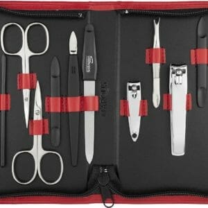 manicure set van 12 stuks, professionele pedicure tool, nagelkit gemaakt in Duitsland, verzorgingsset, hoge kwaliteit synthetisch lederen etui, ideaal voor reizen