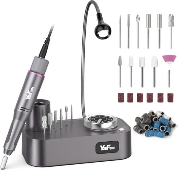 Nagelknipper voor gelnagels 35000 rpm, 11 in 1 elektrische nagelknipper professional met nagelknipperopzetstukken, nagelvijl manicure pedicureset met led-lamp
