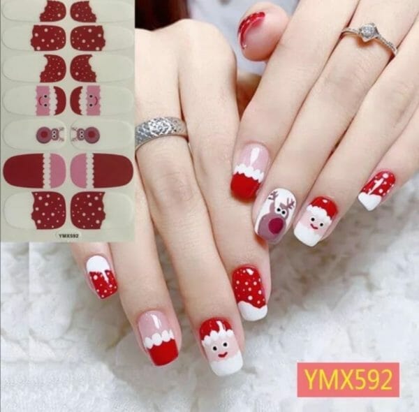 Nagelsticker nail art kerst kerstman rendier