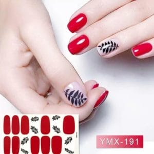 nail art nagel stcker rood met blad