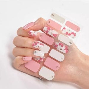 nail art nagelstickers rosé goud witte bloemen