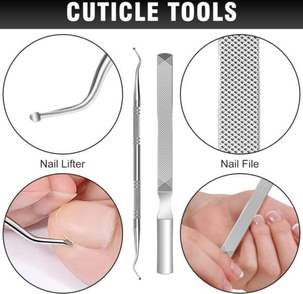 Professionele teennageltang, set voor dikke nagels, scherpe nageltang voor dikke en ingegroeide teennagels, 5 stuks pedicureset teennagels, nagelschaar met nagelriemschaar en nagelvijl voor