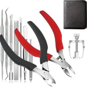 professionele tienernageltangset, superschaar nageltang voor dikke en zware tienernagels. Roestvrij stalen pedicureknipper nagelknipper. Nagelvijl en zachte grip Nagelschaar set tas