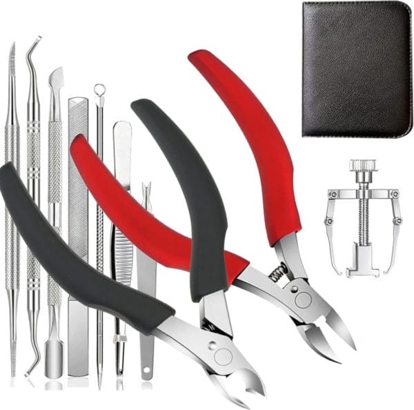 Professionele tienernageltangset, superschaar nageltang voor dikke en zware tienernagels. Roestvrij stalen pedicureknipper nagelknipper. Nagelvijl en zachte grip nagelschaar set tas
