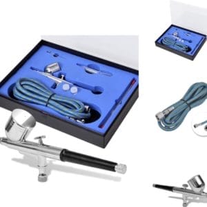 vidaXL Airbrushpistool - Professionele set voor bodypainting - auto spuiten - nail art en meer - Zwaartekrachtsysteem - 0.3 mm mondstuk en naald - Kunststof koffer - Inclusief accessoires - vidaXL - Verfspuit