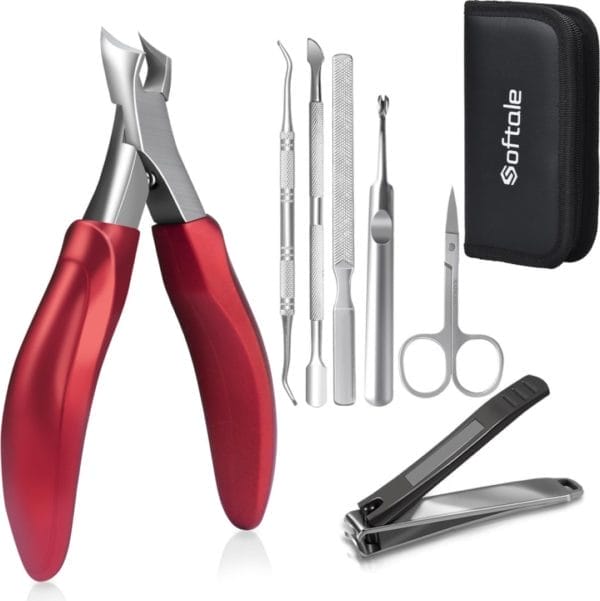 Voor dikke nagels, professionele grote nagelschaartje voor harde en ingegroeide teennagels vingernagels, 7-delige roestvrijstalen nagelknipperset, podotherapeut-pedicureset teennagelknippers